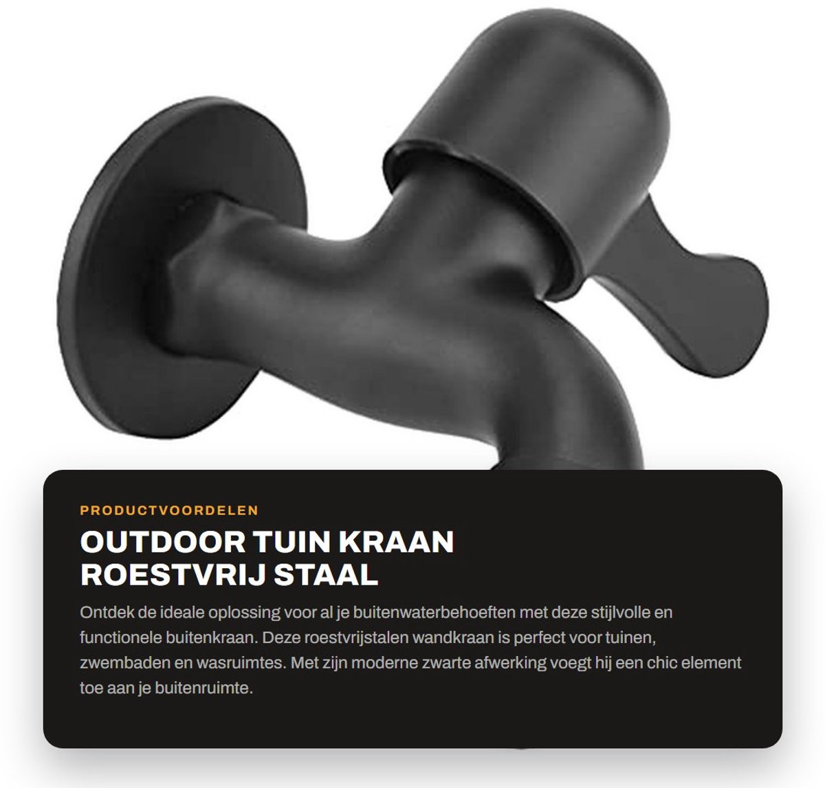 Dailygoods- Tuinkraan Hoogwaardige Roestvrij Stalen - Wandbeugel - Waterkraan - Modern Design - Drupvrije Keramische Ventielen - Geschikt voor Wasmachine