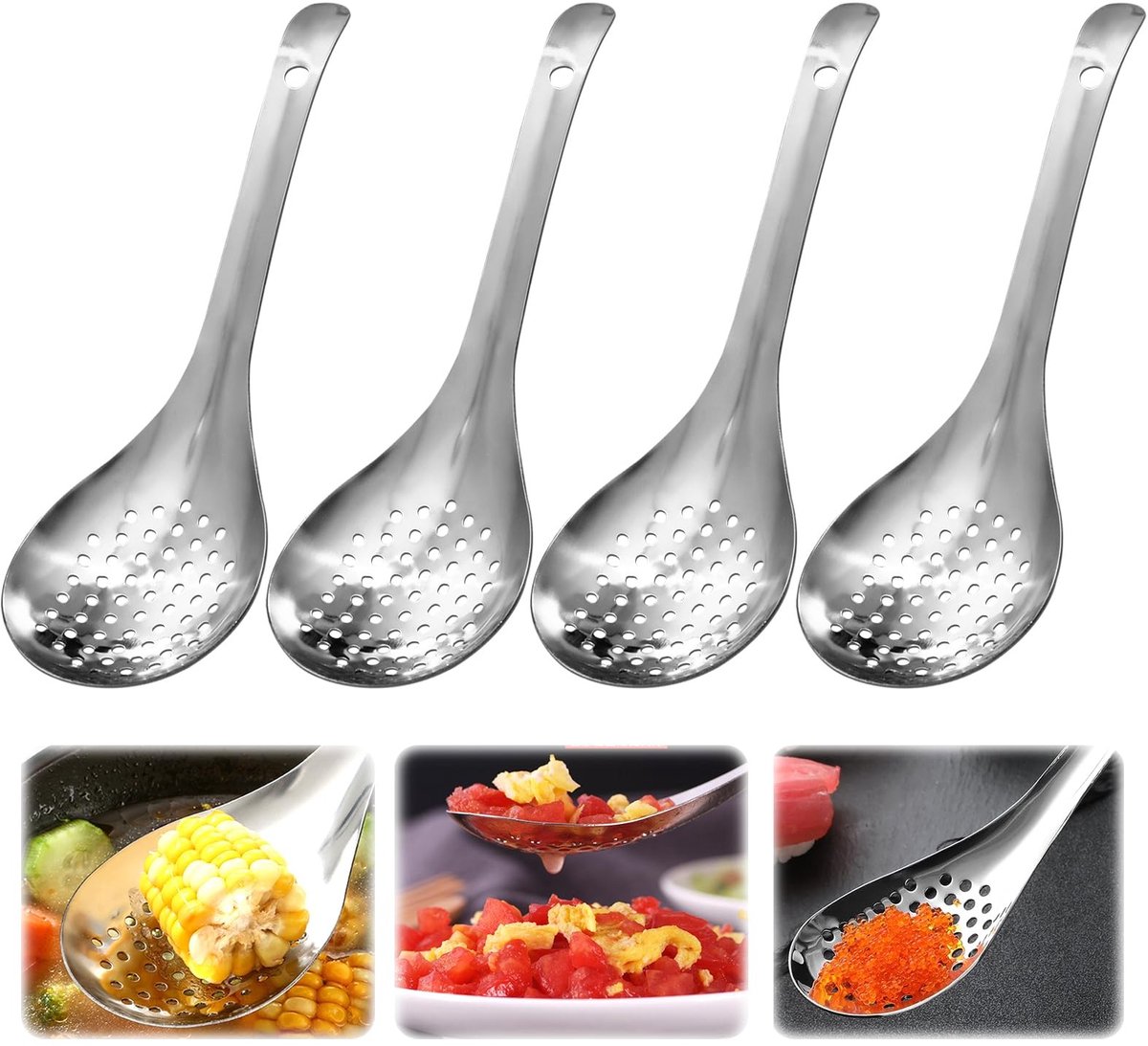 Dailygoods- Kaviaarlepel 4 Stuks - Roestvrij Staal - Sleuflepel - Servelepel - Duurzaam - Geschikt voor Buffet - Serveerlepel