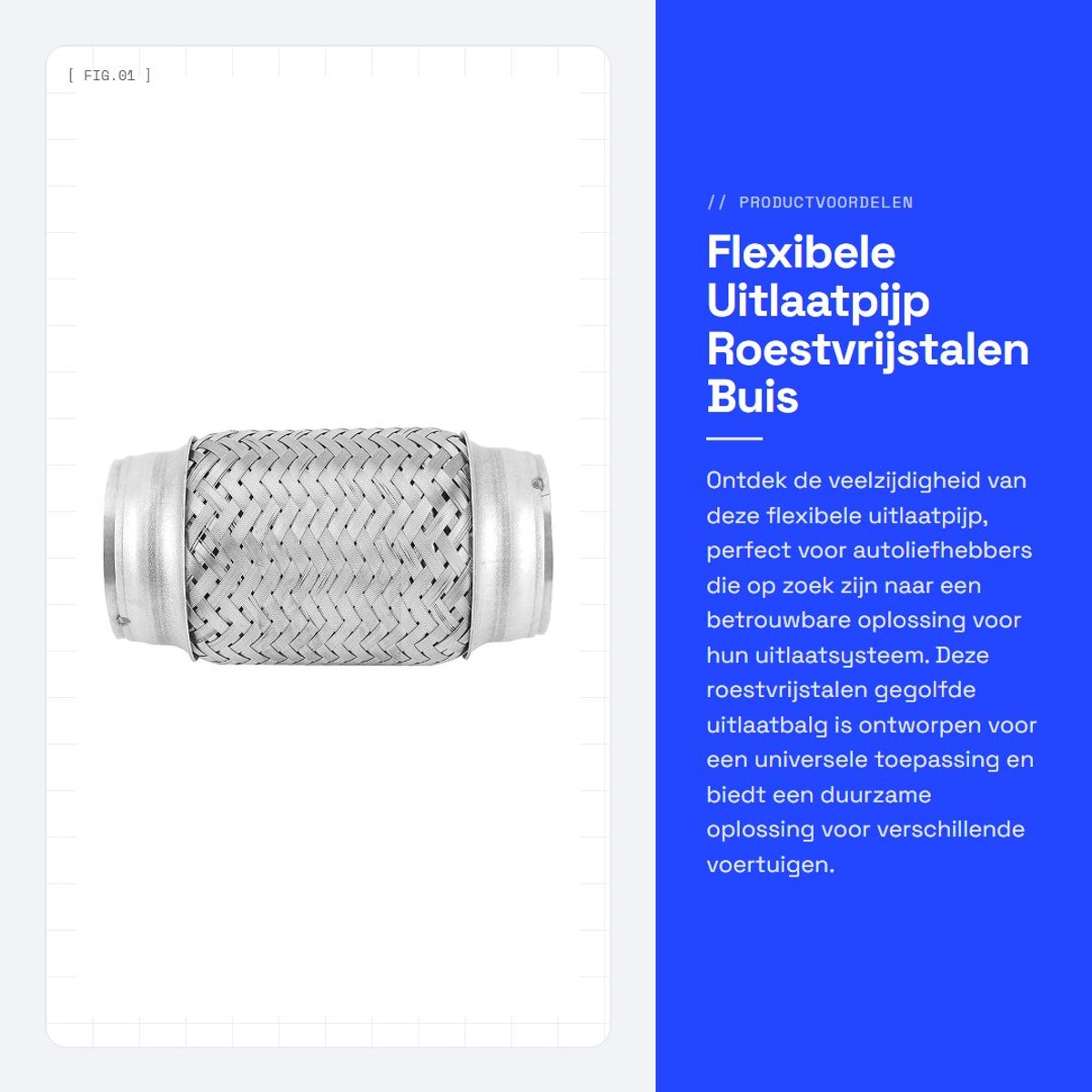 Dailygoods- Uitlaatpijp Flexibel - Roestvrij Staal - Gegolfd - Buisaccessoireset - 2,5 X 6 Inch - Universeel - Flexibele Buis