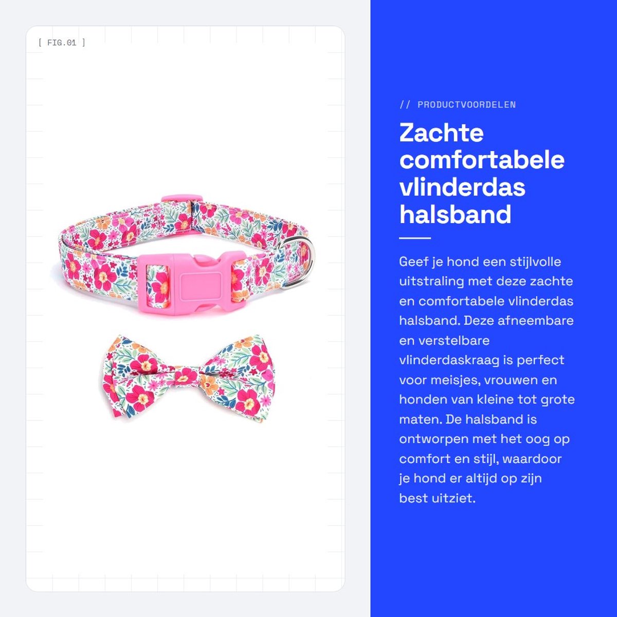 Dailygoods- Vlinderdas - Verstelbare Halsband - Afneembare Kraag - Geschikt voor Honden - Maat S/M/L - Comfortabel en Zacht