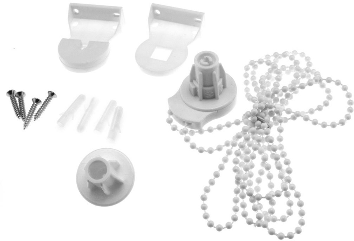 Dailygoods- Rolgordijn Bevestigingsset - Kralenketting 2M - Beugels voor Standaard Rolgord