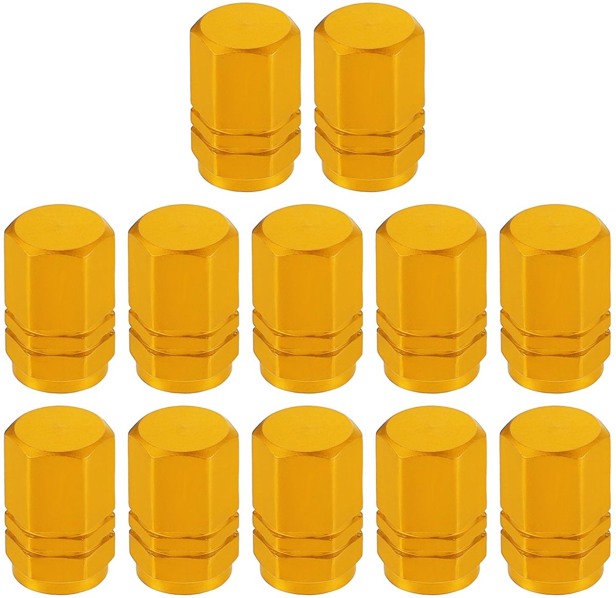 Dailygoods- Ventieldoppen Aluminiumlegering - 12 Stuks - Goudkleurig