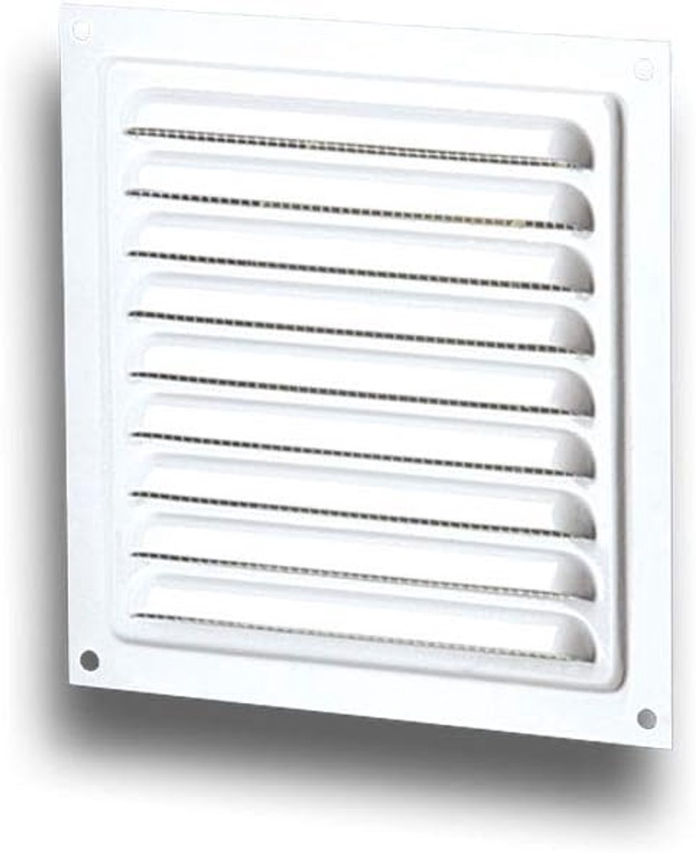 Ventilatie rooster - Lucht rooster - Binnen buiten lucht - Weerbestendig metaal - 200x200mm - Wit