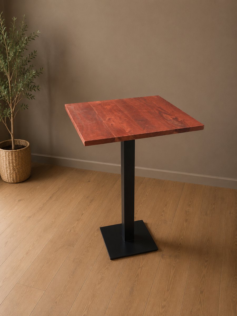 Hoge tafel - Statafel - Bistrotafel - Bistroset - Rood acaciahout - Eettafel - Tafel - 70x70 - cm - Vierkante - Horeca