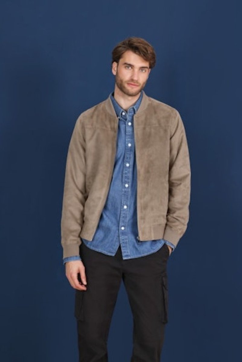 Blue Seven - heren - Jas 397047 bruin met boord maat XXL