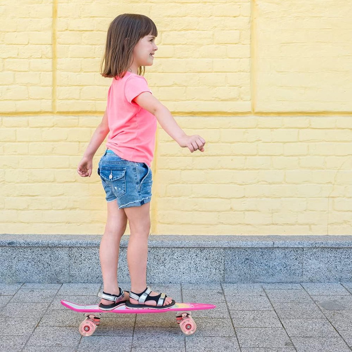 Compleet Skateboard Cruiser Board Stap op en rij 7-laags esdoorn dek 59 x 15 cm
