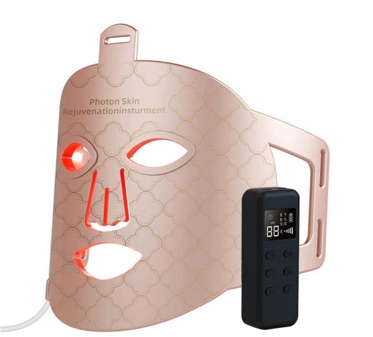 DAKANNA® - LED Gezichtsmasker 7 Kleuren met 850nm Near-Infrared Licht – Foton Lichttherapie Masker met Afstandsbediening – Flexibel Siliconen – Anti-rimpel, Acne & Pigmentvlekken