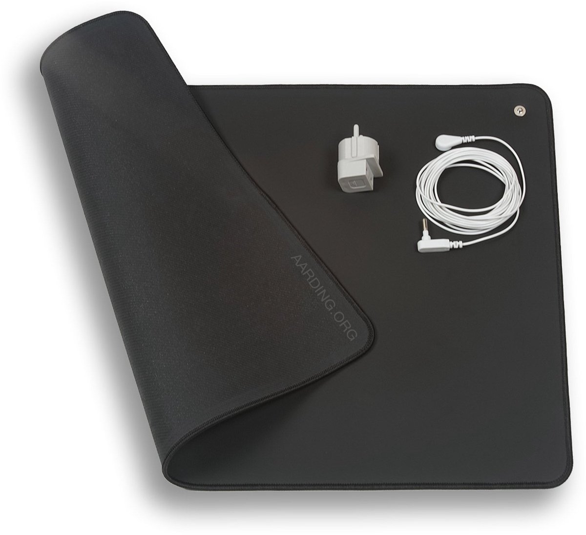 Aardingsmat - 40x60cm - met 5m kabel en adapter - Carbonleder - Zwart - Hoog geleidend - Vegan friendly - Aarding.org