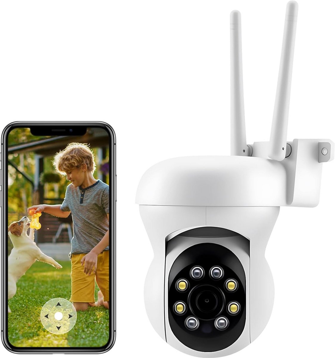 Beveiligingscamera - Wifi Camera - Huisbewaking - Kleuren Nachtzicht - 19.5 cm - Wit