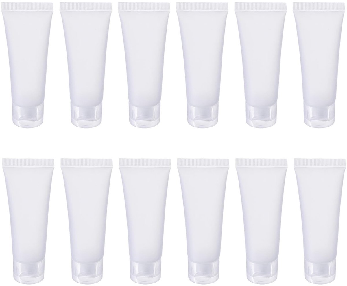 Dailygoods- Cosmetische Flessen 12 Stuks - Lege Hervulbare Plastic Buizen - Knijpflessen - Flip Cover - Reizen Toilettas - Duurzaam Kunststof