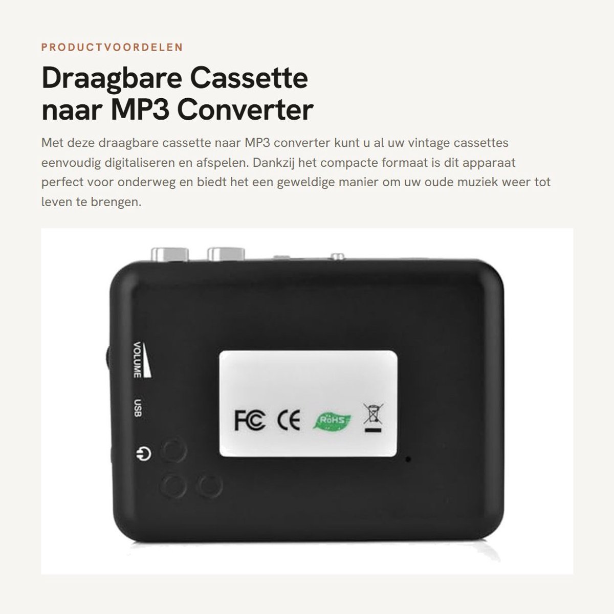 Dailygoods - Draagbare Cassette naar MP3 Converter met Hoofdtelefoon