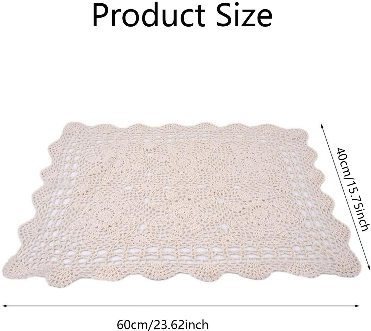 Dailygoods- Tafelmat 40 x 60 cm - Gehaakt Katoen - Elegant Bloemenpatroon - Bescherming tegen Vlekken - Geschikt voor Thuis/Hotel/Café - Tafelkleed
