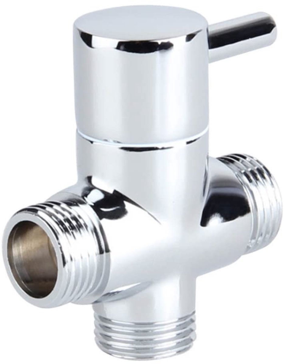 Dailygoods - Vervangende Doucheomstelklep - 3-Weg T-Adapter - Messing Constructie - Chroom Afwerking - Douchekop - G1/2 Aansluiting