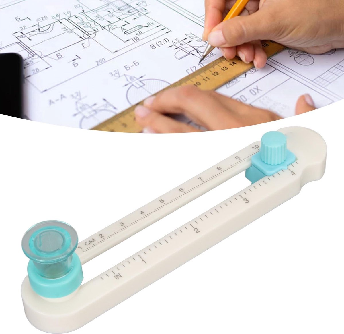 Dailygoods- Cirkelsnijder Verwijderbare Snijkop - Draagbare Cirkelsnijder - Cirkelpapiersnijder - Antislip Pads - Verstelbare Positioneringsschuif - Precisie Stalen Mes - Papiersnijder