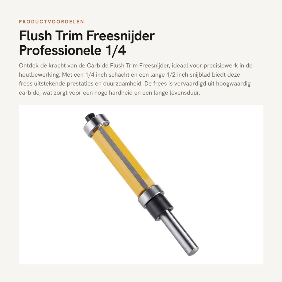 Dailygoods - Flush Trim Freesnijder - Professionele 1/4 Inch Schacht met Boven- en Onderlager - Precisie Gereedschap - Voor Houtbewerking - Voor Nauwk...