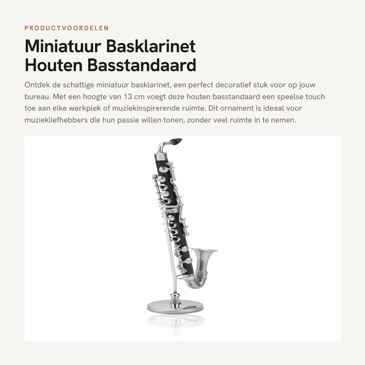 Dailygoods- Basstandaard Miniatuur 13cm - Decoratie Kamer - Houten Basmodel - Desktopdecoratie - Flexibel - Stabiele Basis
