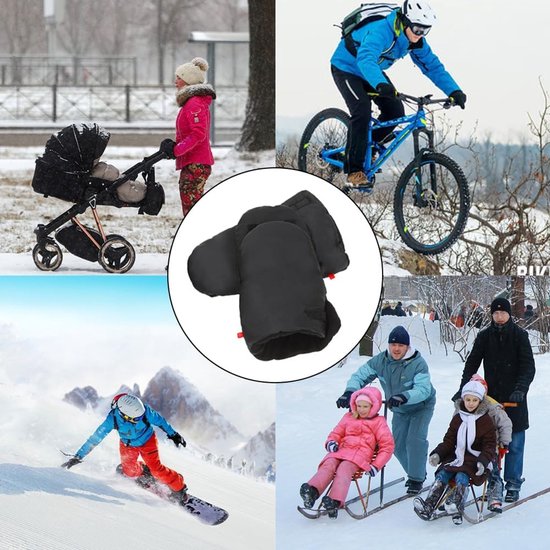 Kinderwagen Handwarmer - Wandelwagen Mof - Warm Blijven - Waterdicht Oxford Doek - Universele Maat - Zwart — afbeelding 2