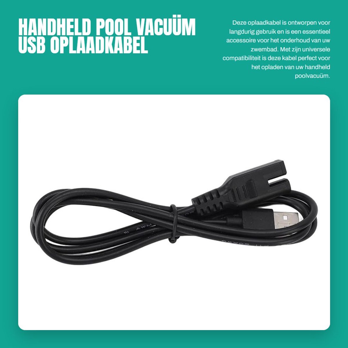 Dailygoods - Handheld Pool Vacuüm USB Oplaadkabel voor Zwembadonderhoud