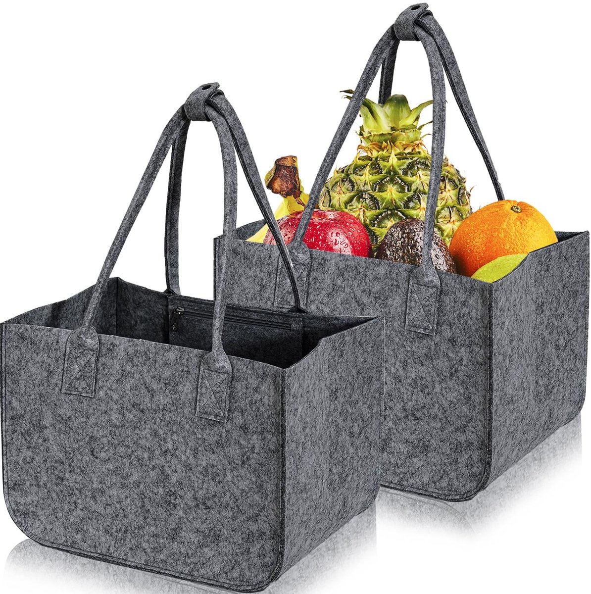 Dailygoods- Shopper Grote Capaciteit 30L - Opvouwbare Tas - Vilt Mand - Handvat - Multifunctionele Opbergmand - 40 x 27 x 27 cm