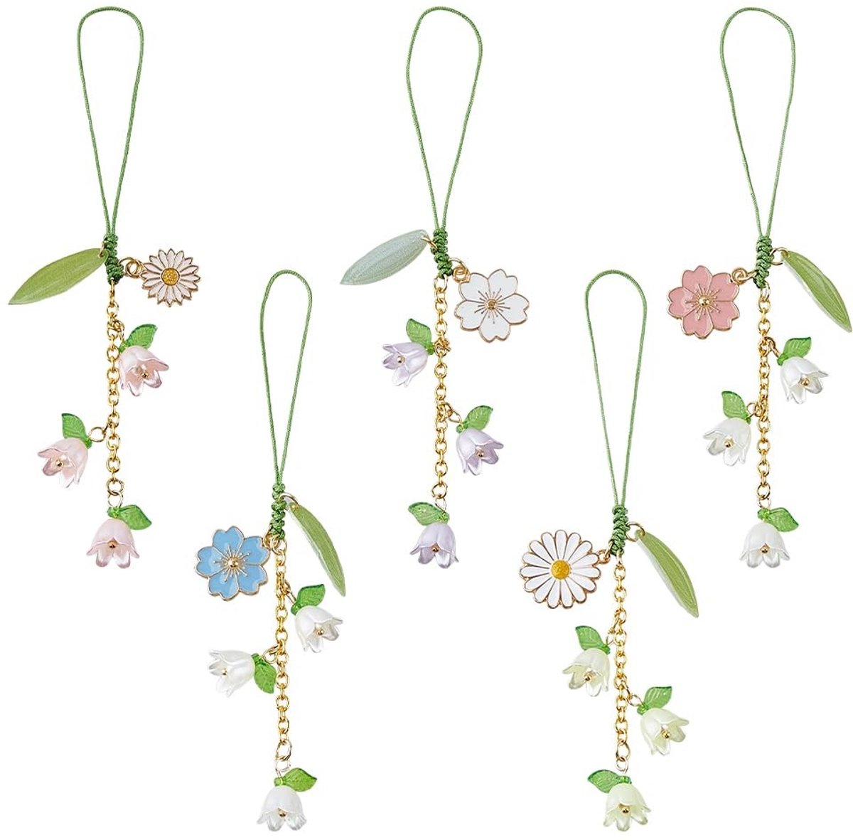 Dailygoods - 5-delige Telefoon Polsband Set met Kawaii Bedels