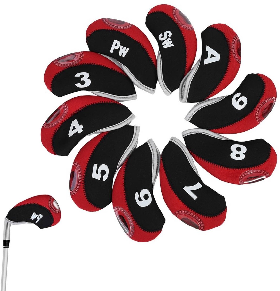 Dailygoods- Golfclubhoes Set van 10 - Waterdichte Beschermhoezen - Duurzaam Materiaal - Ritsontwerp - Gemakkelijk te Reinigen - Identificatiemarkeringen - Golfclubhoezen