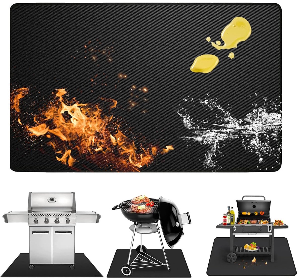 Dailygoods- Grillmat Hittebestendig tot 1800 °F - Vloerbescherming - Hittebeschermingsmat - Grilltapijt - Warmte-isolatie - Siliconen/glasvezel 100 x 180 cm - Grillonderlegger