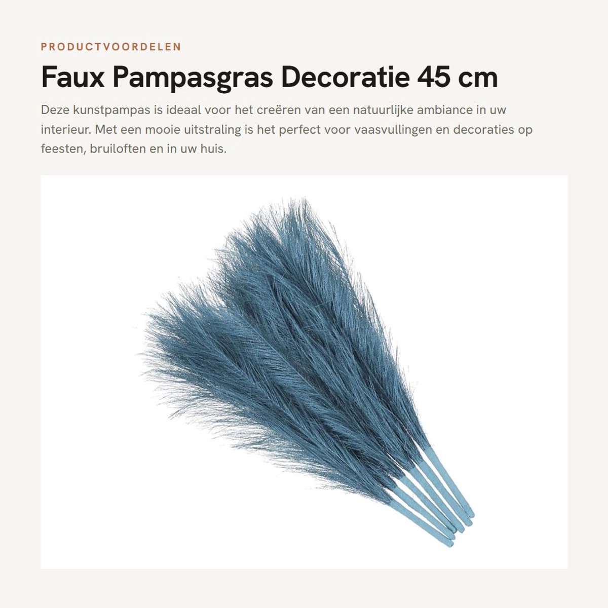Dailygoods- Pampasgras 45 cm - Kunstpampas - Vaasvulling - Decoratie - Bruiloft - Zacht en pluizig - Nepgras
