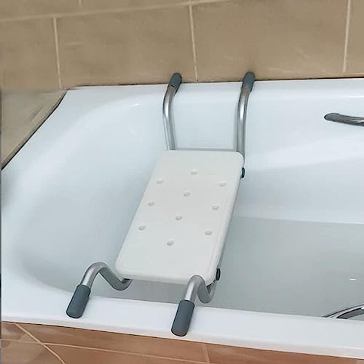 Badkuipstoel - Badplank zitje - Veilig baden - Verstelbare lengte - 72-82 cm - Wit