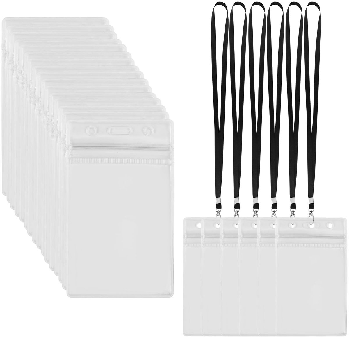 Dailygoods - 60 Stuks ID-kaarthouder met Draaibare Haak - Transparant en Waterdicht