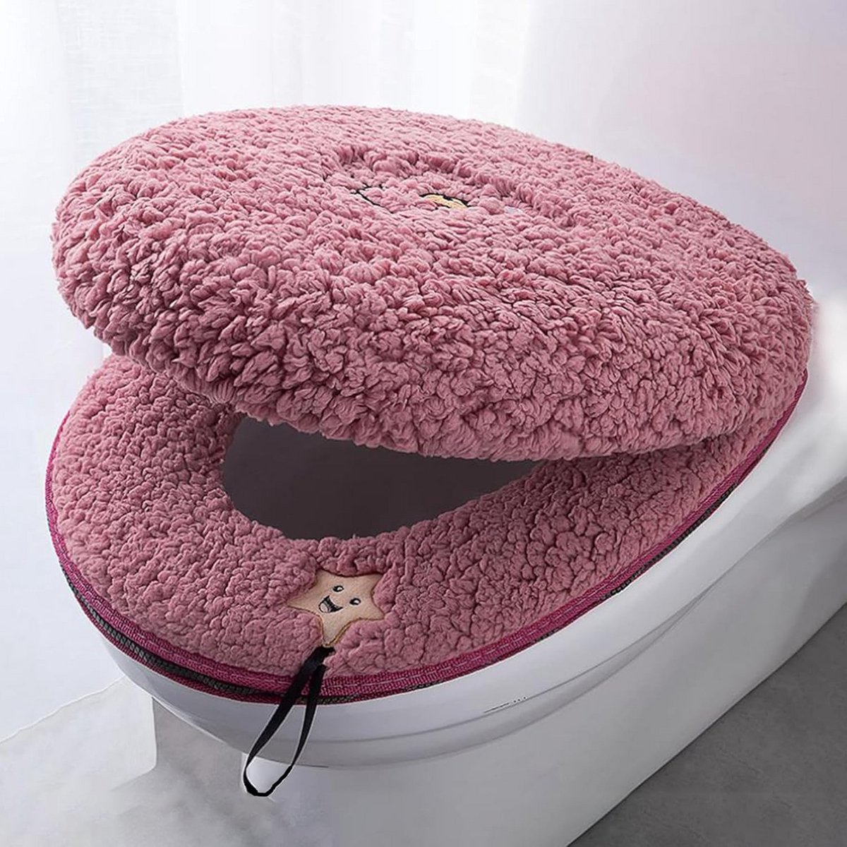 Toiletstoelhoes - WC-bril pad - Comfort Verhoging - Met Ritsontwerp - 2 Stuks - Rood