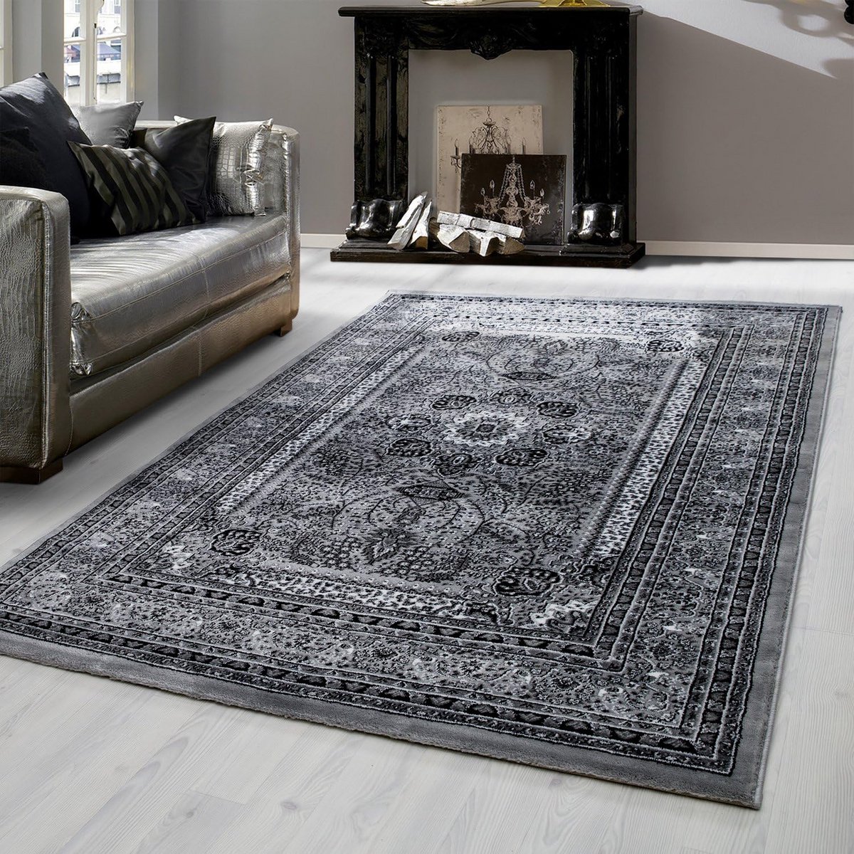 Oosters vloerkleed - Woonkamer tapijt - Sfeer creëren - OEKO-TEX gecertificeerd - 160 x 230 cm - Grijs