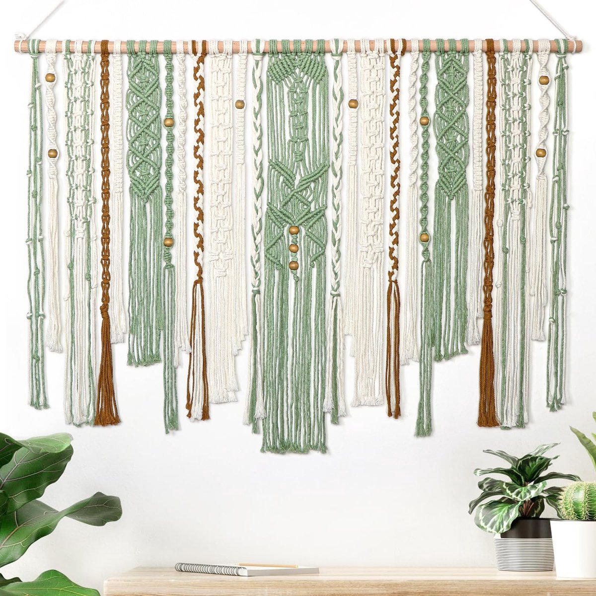 Dailygoods- Wandhanger Handgemaakt 98x75cm - Macrame Wandkleed - Wandtapijt - Wanddecoratie - Boho Decor - Uniek Patroon
