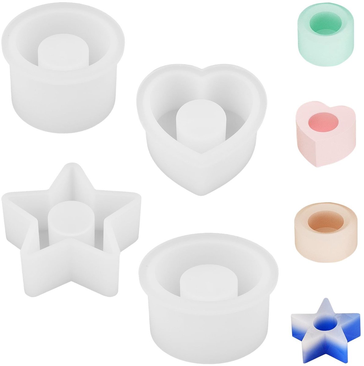 Dailygoods- Kaarsenhouder Set van 4 - Siliconen Gietvorm - DIY Kandelaar voor Beton - Handgemaakte Kaarsen - Huisdecoraties - Unieke Tafeldecoratie