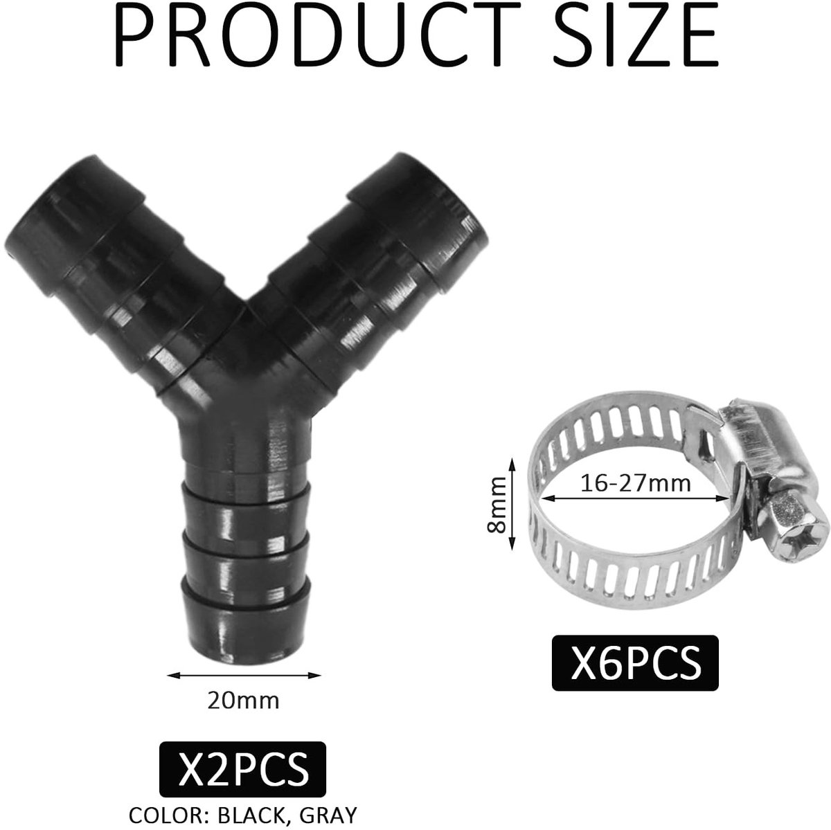 Dailygoods- Y-slangconnectoren Set van 2 - PVC - Slangverbindingen - Afvoerslangadapter - Slangklemmen - 19-20 mm - Duurzaam en gebruiksvriendelijk - Slangverbinder
