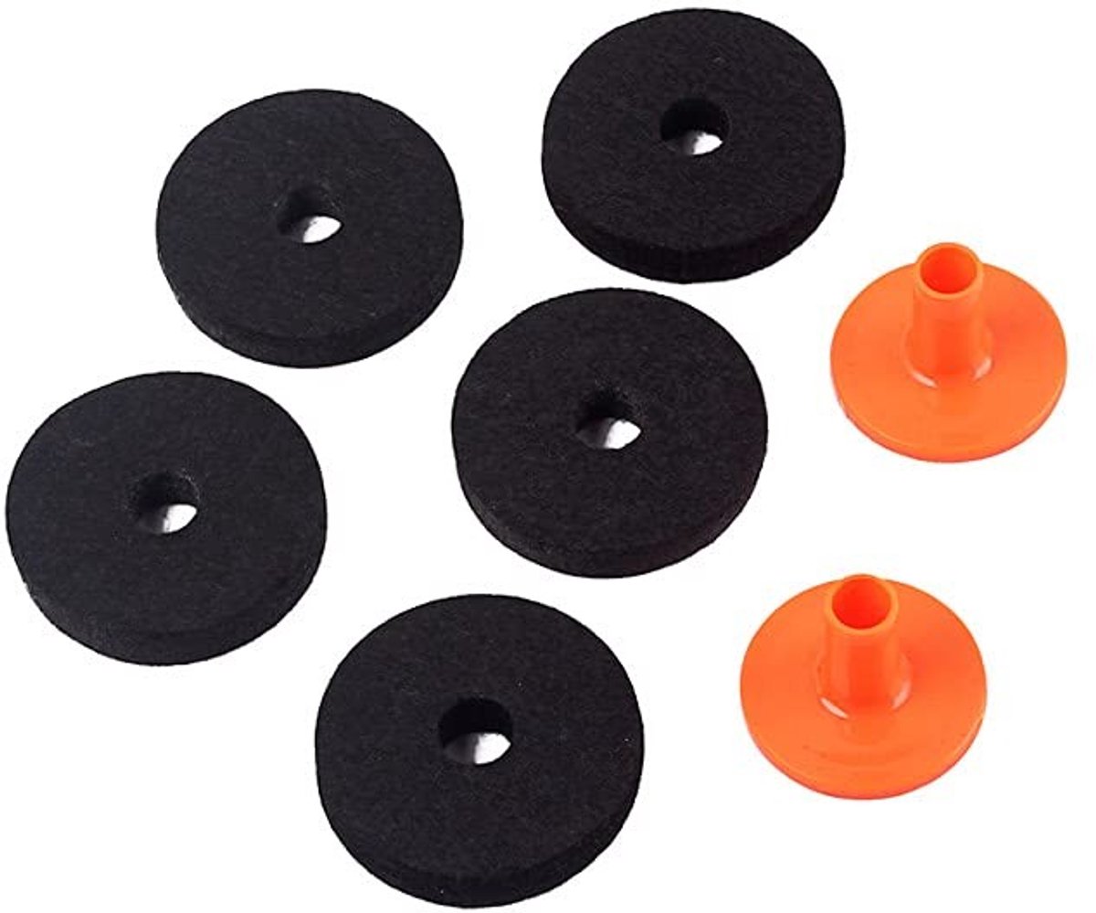 Dailygoods- Drum Bekken - 5 Stuks Vilt Wasmachines - 2 Stuks Plastic Flens Mouwen - Geschikt voor Hi-Hat Standaard - Duurzaam Glasvezel Vilt - Optimale Hoogte en Bescherming - Cymbal