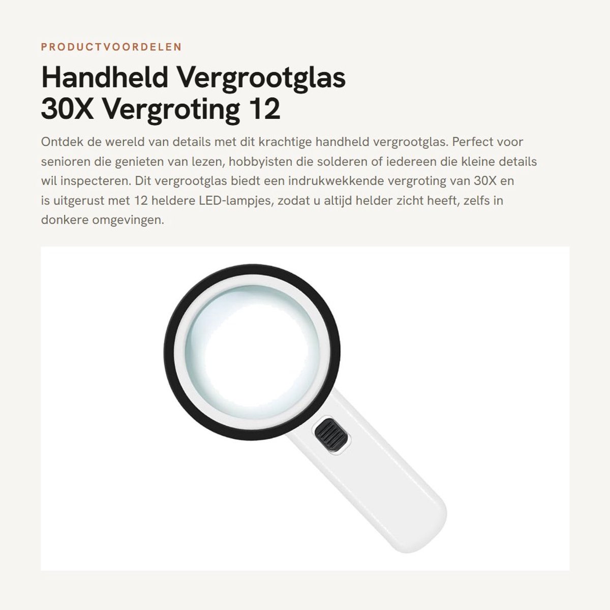 Dailygoods - Handheld Vergrootglas - 30X Vergroting - 12 LED-lampjes - Groen - Ideaal voor Senioren - Voor Lezen en Inspectie