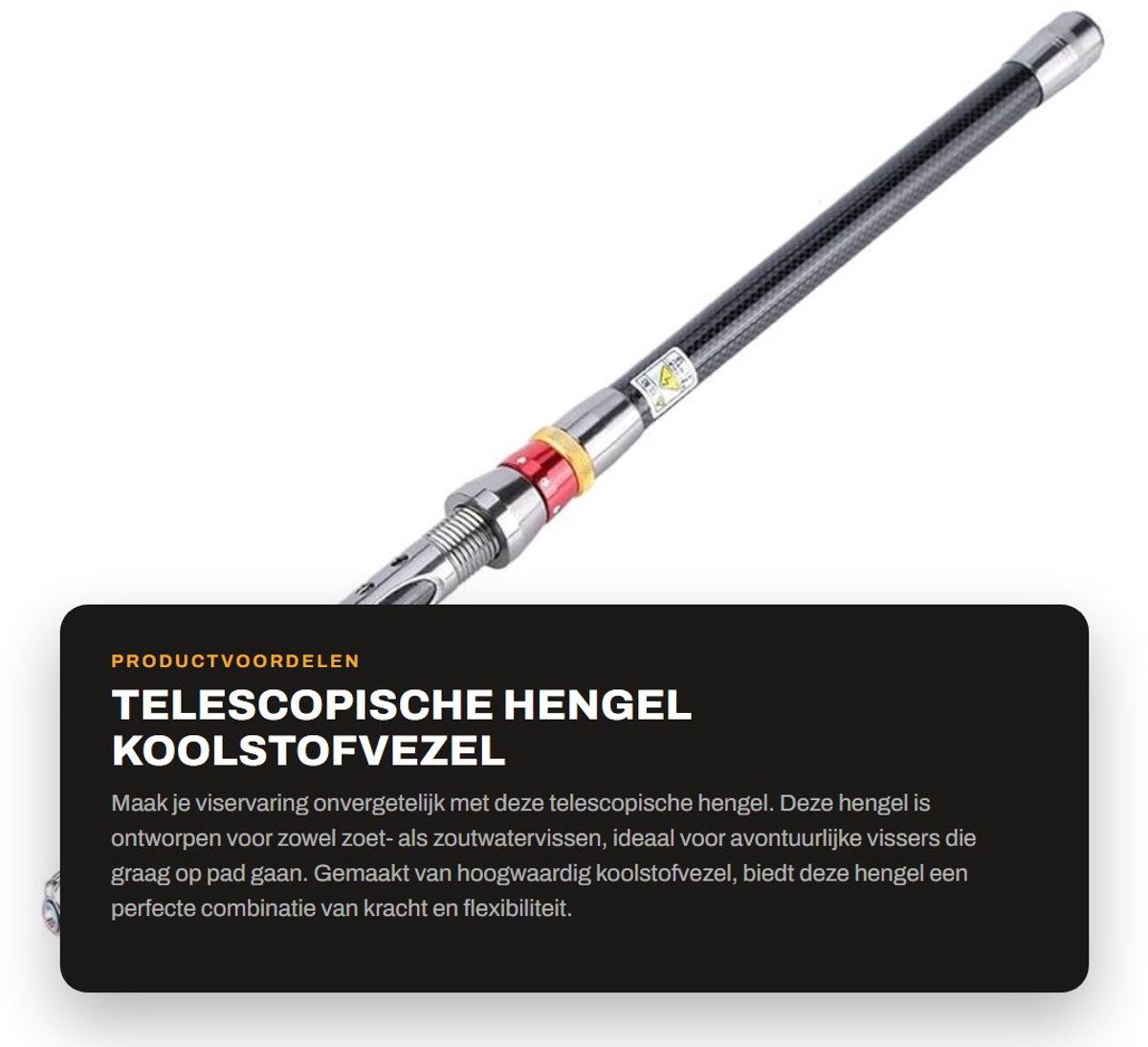 Dailygoods- Telescopische Hengel - Koolstofvezel - Duurzaam - Vissen in Zoet/Zout Water - Reis Hengel - Ideaal voor Verzamelaars - Vishengel