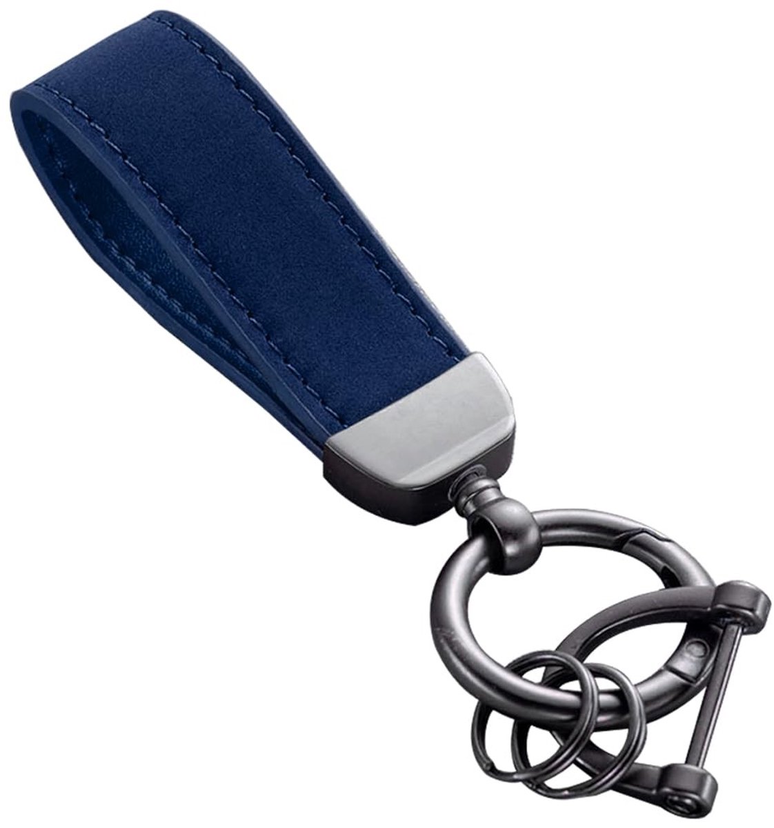 Dailygoods- Autosleutelhanger Zwarte Leer - Sleutelhanger met Anti-Verlies D-ring - Sleutelhanger met Gesp - Slijtvast en Duurzaam - Lichtgewicht - Afmetingen 118 x 21 mm