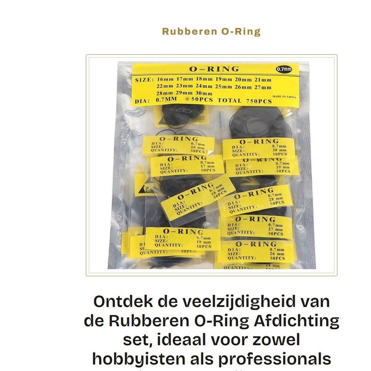 Dailygoods- O-ring Afdichting 950 Stks/set - Rubber - Universele Vervanging - Horloge Afdichting - Diverse Maten 12-30mm - Hoogwaardig Materiaal - Horlogeafdichting