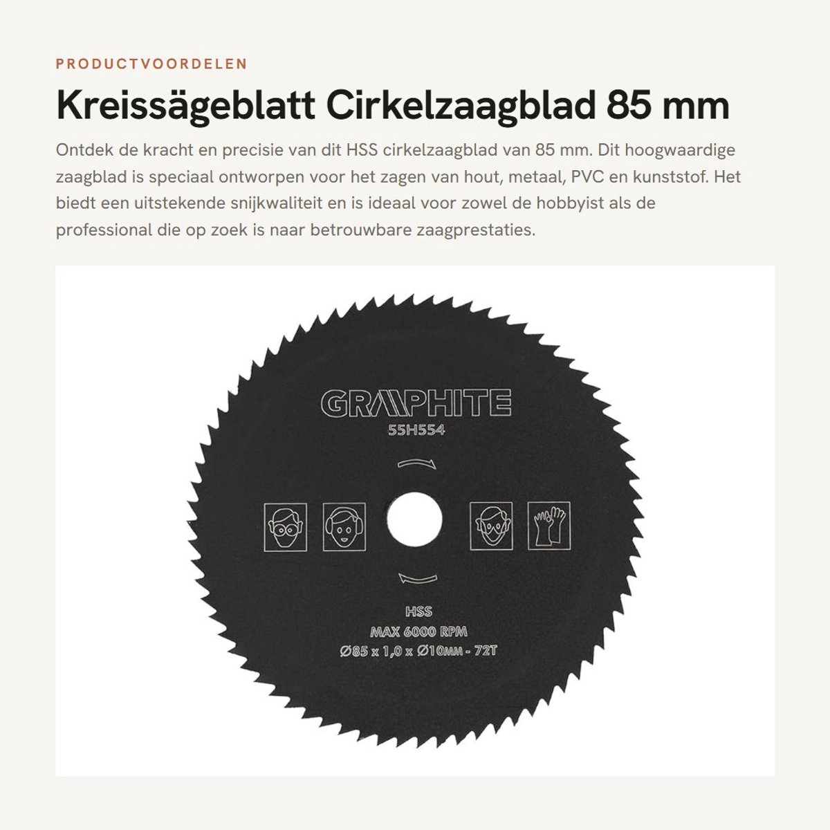 Dailygoods- Cirkelzaagblad 85mm - HSS Materiaal - 72 Tanden - Voor Hout/PVC/Aluminium - Duurzaam - Hoge Hardheid - Zaagblad