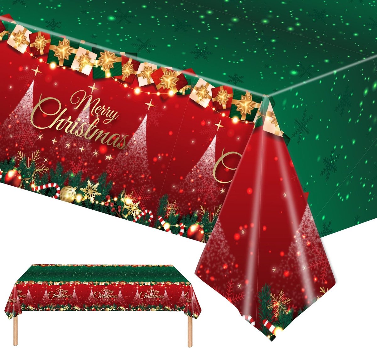 Dailygoods- Tafelkleed Rechthoekig 137x274 cm - Plastic - Duurzaam - Antislip - Afwasbaar - Kersttafeldecoratie - Feestkleed