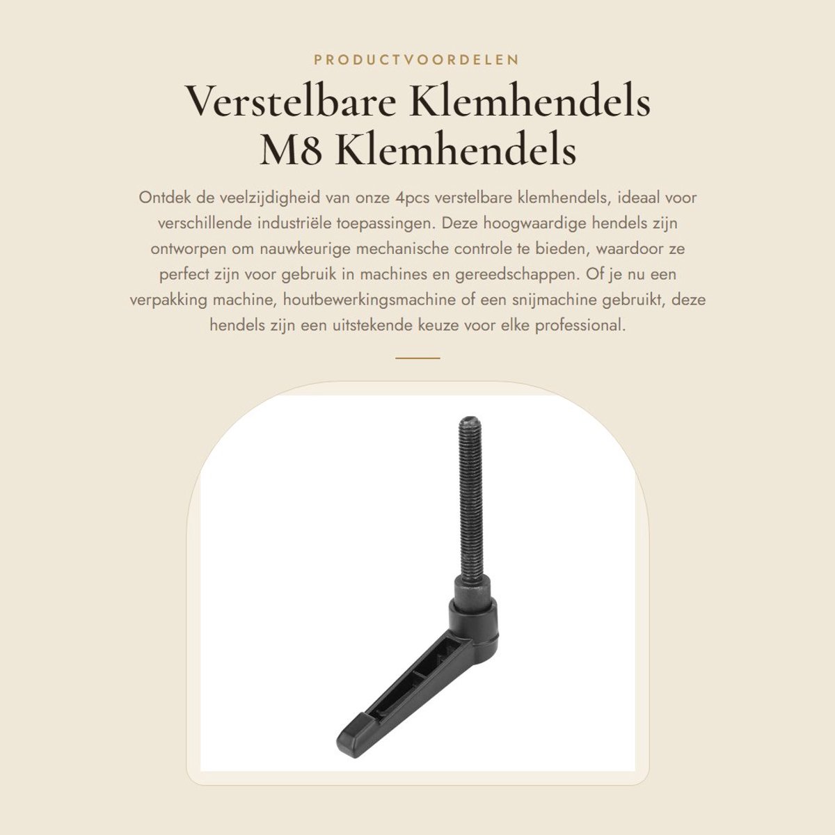 Dailygoods- Klemhendels 4pcs - Verstelbare Handgrepen - Roestvrij Staal - M8 Draad - Voor Machine Toepassingen - Corrosiebestendig - Machinehendels