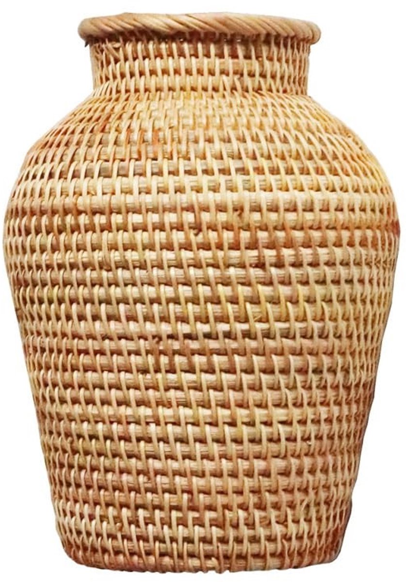 Dailygoods- Rotanvaas - Geweven Mandontwerp - Bloemenvaas - Decoratieve Rangschikking - Tafeldecoratie - 9 x 21 cm - Stijlvol en Geraffineerd