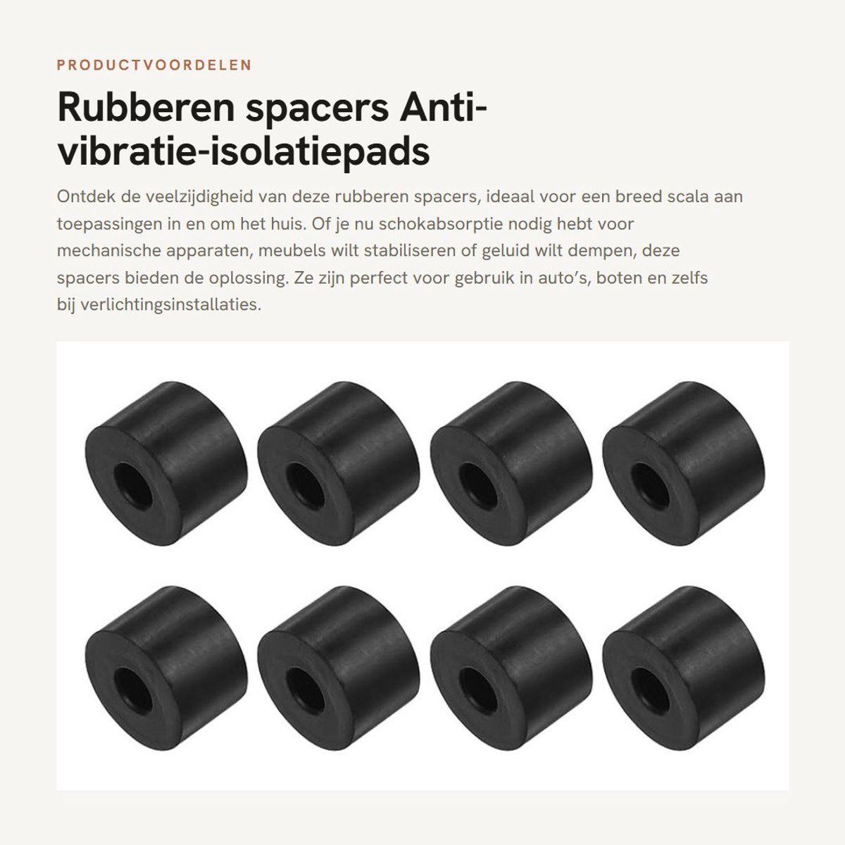 Dailygoods- Spacers 8 Stuks - Rubber - Antivibratie Isolatiepads - Geluidsreductie - Schokabsorptie - Demping - Duurzaam Materiaal - Dempers
