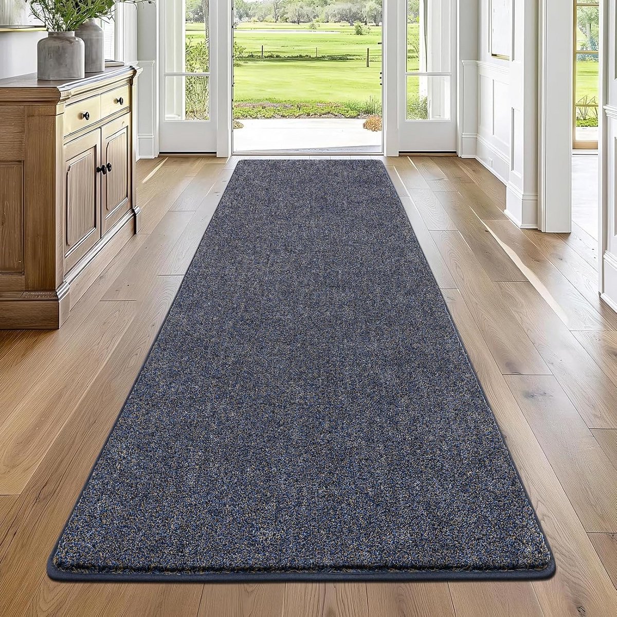 Tapijt Runner - Hal Loper - Voordeur Gebruik - Wasbaar In Machine - 80 x 200 cm - Blauw Gr