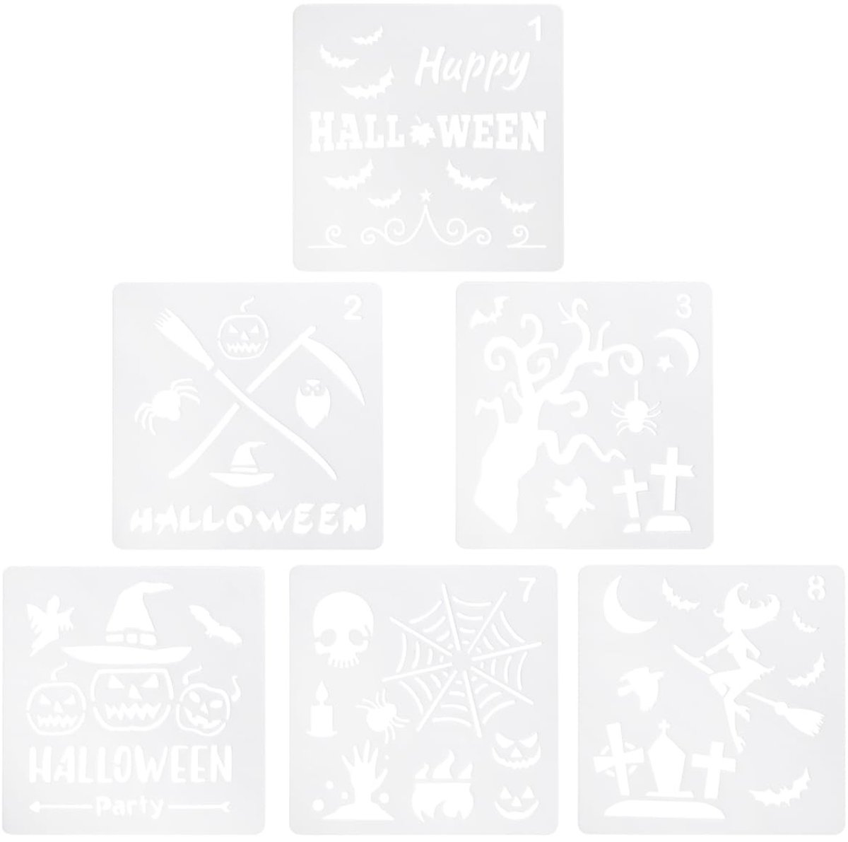 Dailygoods- Halloween Sjabloon 6 Stuks - Taartdecoratiesjabloon - Schilderen/Stempelen - Lichtgewicht/Compact - Kunststof - Verschillende Vormen - Taartsjabloon