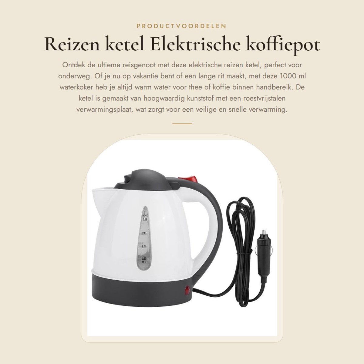 Dailygoods - Reizen ketel - Elektrische koffiepot - Automatische uitschakeling - Groen - T