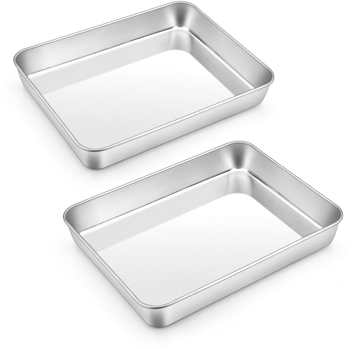 Dailygoods- Bakplaat Set 2 Stuks - Roestvrij Staal - Ovenvast - Vaatwasmachinebestendig - Rechthoekig - 23,8 x diep - Gezond en Niet Giftig - Ovenplaat