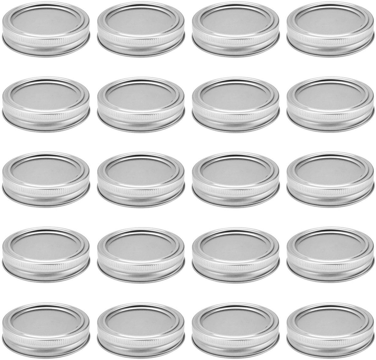 Dailygoods- Deksels 20 Stuks 70 mm - IJzeren Deksels - Schroefdeksels - Zilveren Deksels - Duurzaam - Perfect voor Potten - Potdeksel