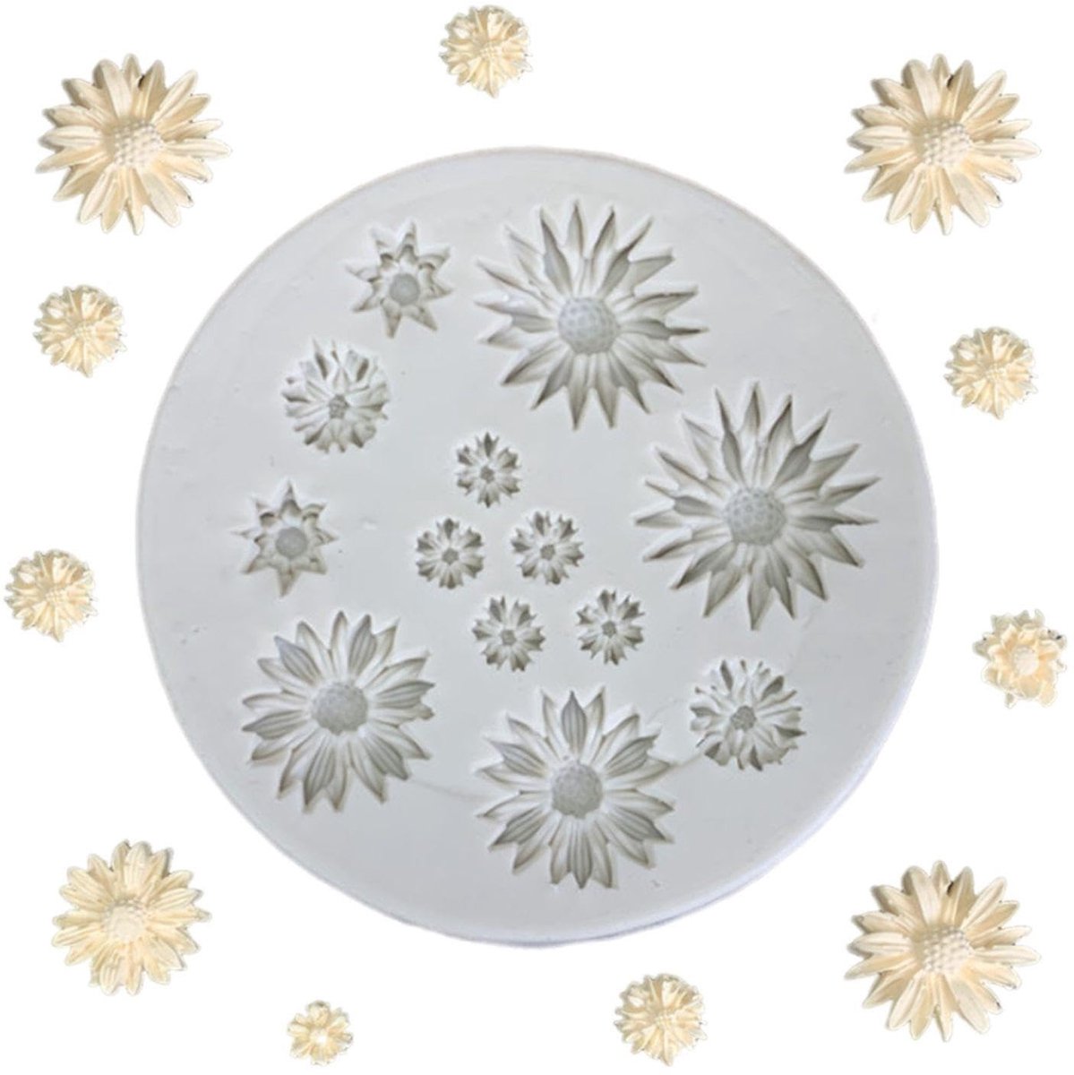 Dailygoods- Bloemenkoekvorm - Siliconen Mal - Madeliefjesvorm - Taartdecoratie - Snoepvorm - Duurzaam Materiaal - 8 x 8 x 1,2 cm